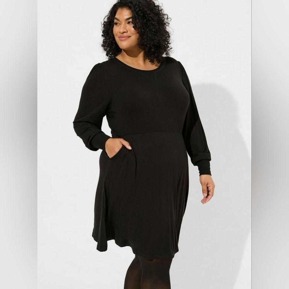 Mini Super Soft Puff Sleeve Skater Dress